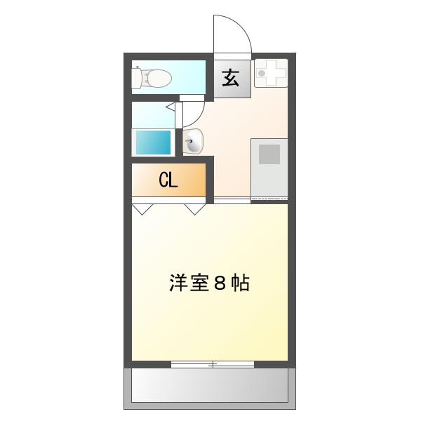 キャンパス(1K/2階)の間取り写真