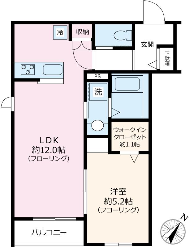 VILLA FELICE(1LDK/2階)の間取り写真