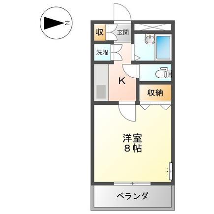 シティーハイツ(1K/2階)の間取り写真