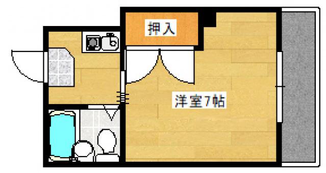 メルビル(1K/4階)の間取り写真