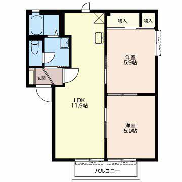 ディアスMOMO(2LDK/2階)の間取り写真