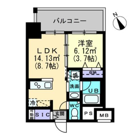 アルファレガロ福田町(1LDK/5階)の間取り写真