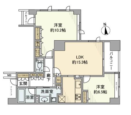 東新宿レジデンシャルタワー(2LDK/11階)の間取り写真