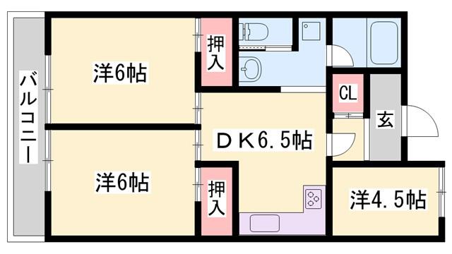 レジデンス飾磨(3DK/2階)の間取り写真