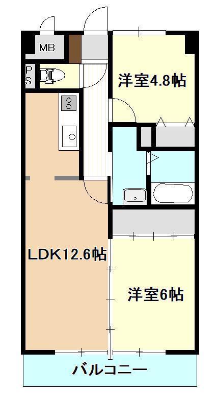 リバーサイド25(2LDK/2階)の間取り写真