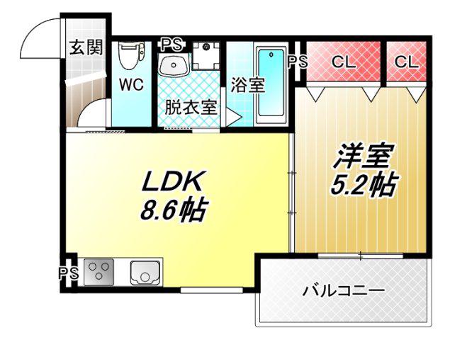 ピレーネ近江堂(1LDK/1階)の間取り写真