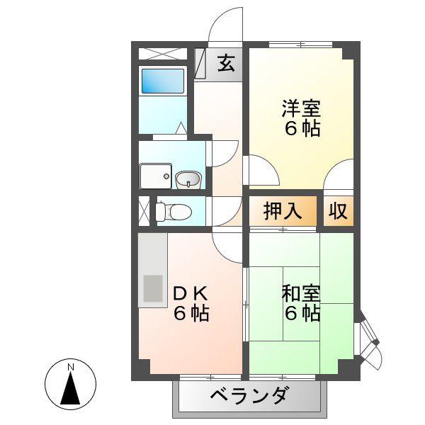 メゾンサンシャイン(2DK/1階)の間取り写真