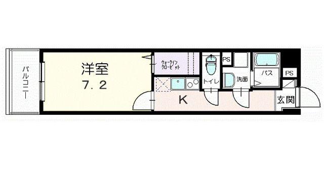 グランドライン(1K/3階)の間取り写真