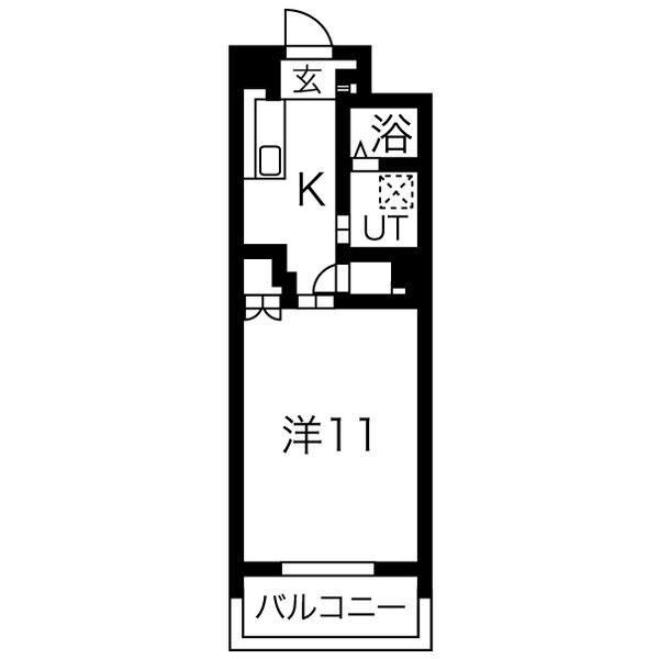 グランダール吹上(1K/3階)の間取り写真