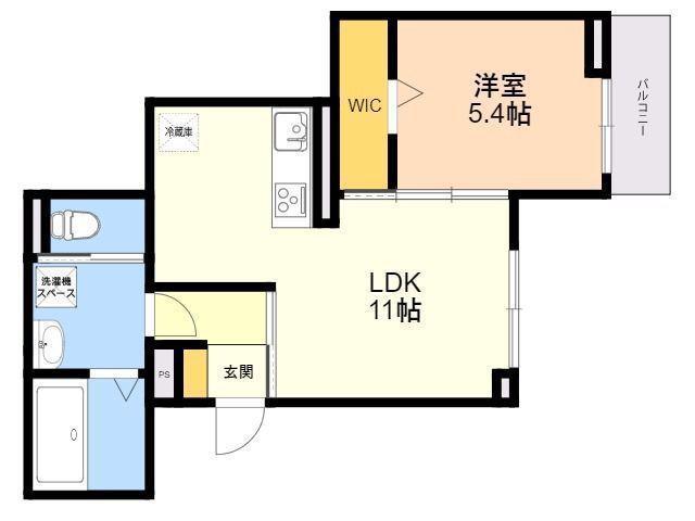 TORISIA今川(1LDK/2階)の間取り写真