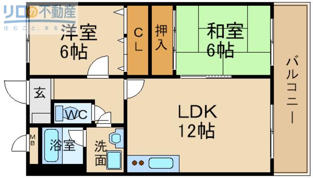 ル・エスト宝塚(2LDK/2階)の間取り写真