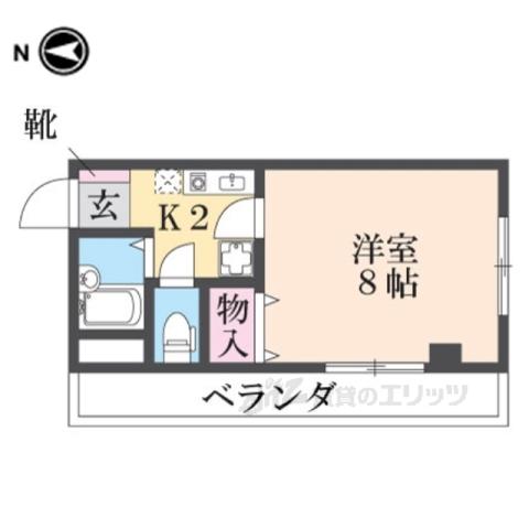 マサーレ川西(1K/4階)の間取り写真