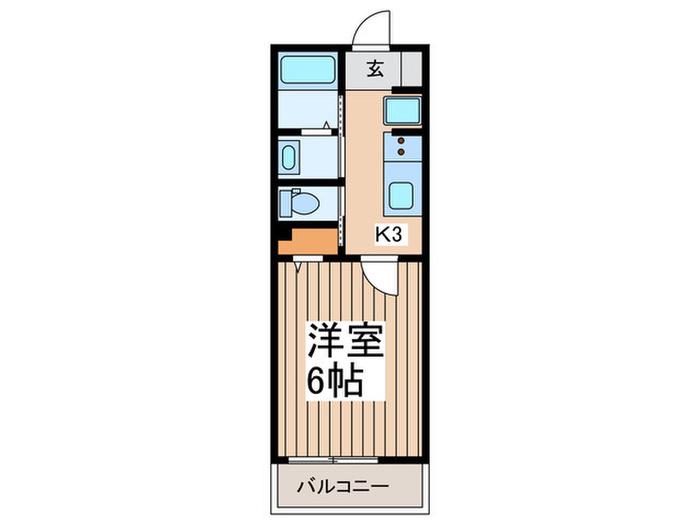 WILL ARC 狭山(1K/1階)の間取り写真