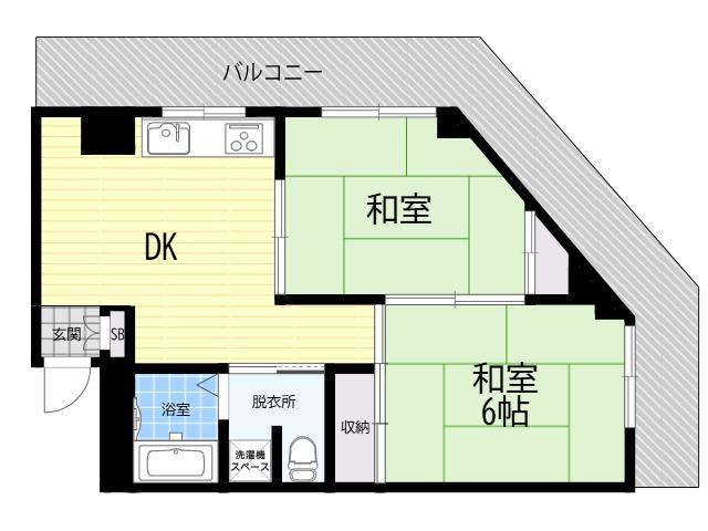 大都ハイツ(2DK/2階)の間取り写真