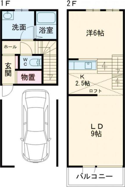 N.M.S A棟(1LDK/1階)の間取り写真