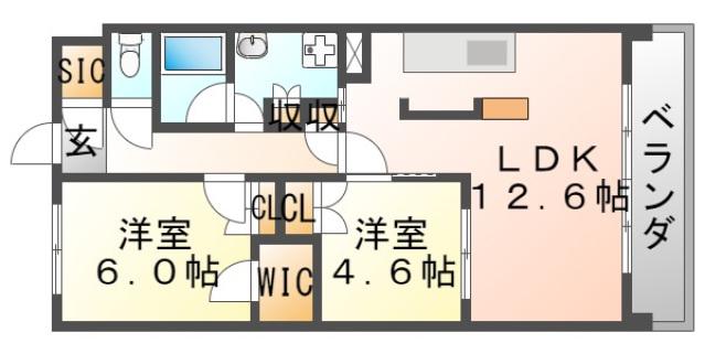 パークナードフィット津雲台(1SLDK/7階)の間取り写真