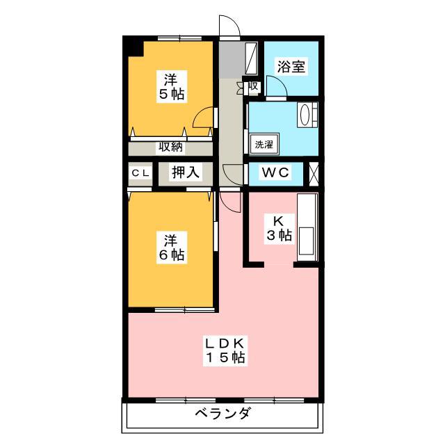 岡田マンション(2LDK/3階)の間取り写真