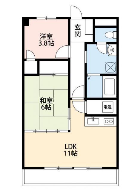 グリーンパレス瀬古口(2LDK/5階)の間取り写真