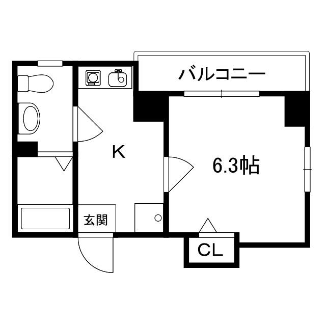 アーバンステージ(1K/4階)の間取り写真