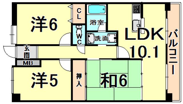 コスモカウンティII(3LDK/2階)の間取り写真