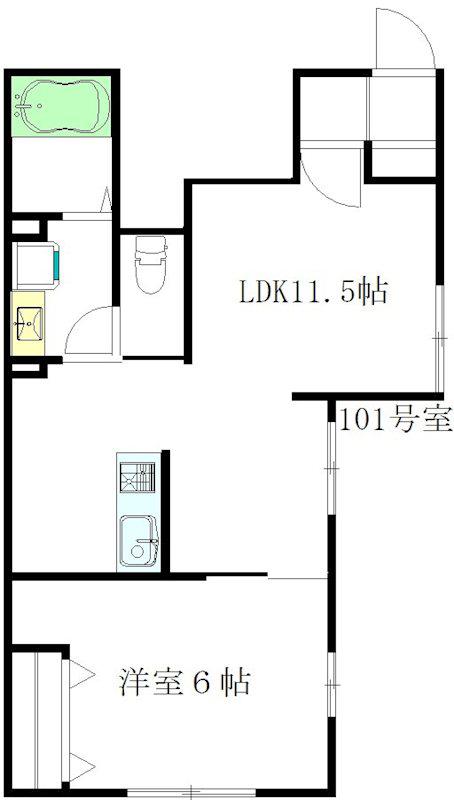 CRESCENTE(1LDK/1階)の間取り写真