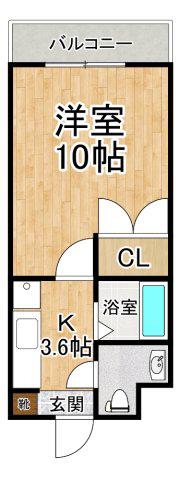 ハーバルフラット(1K/1階)の間取り写真