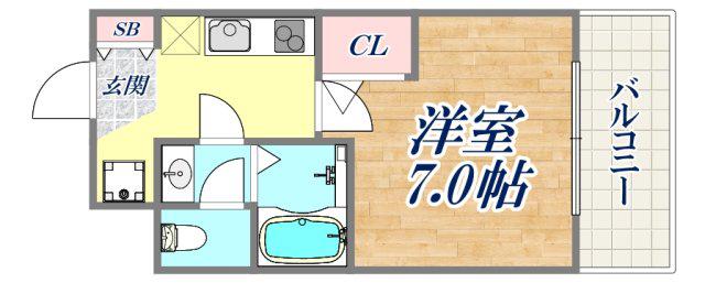AILE神戸西(1K/3階)の間取り写真