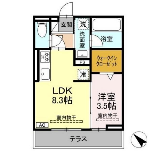 コート中田(1LDK/1階)の間取り写真