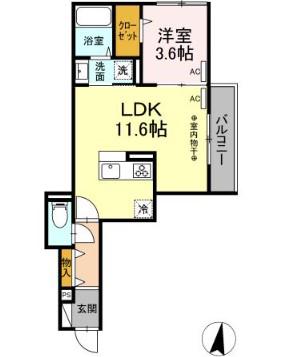 シャトン湘南藤沢(1LDK/3階)の間取り写真