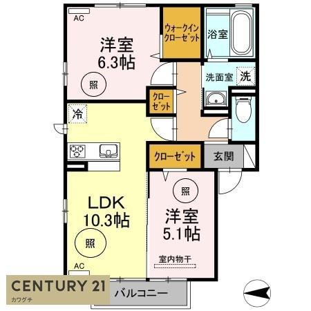 D-ROOM モンテ(2LDK/2階)の間取り写真