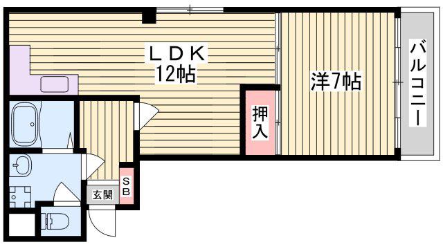 レジデンス南別府(1LDK/2階)の間取り写真
