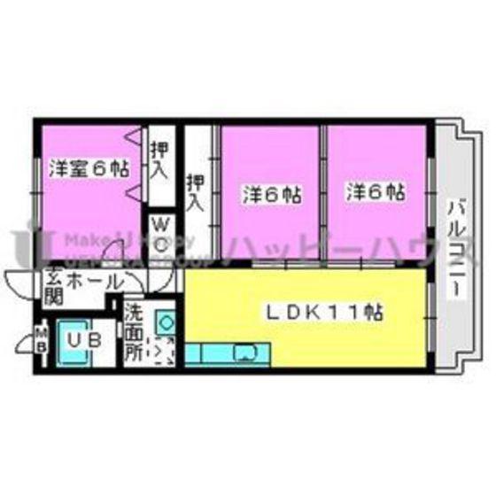 エントピア那珂川2(3LDK/4階)の間取り写真