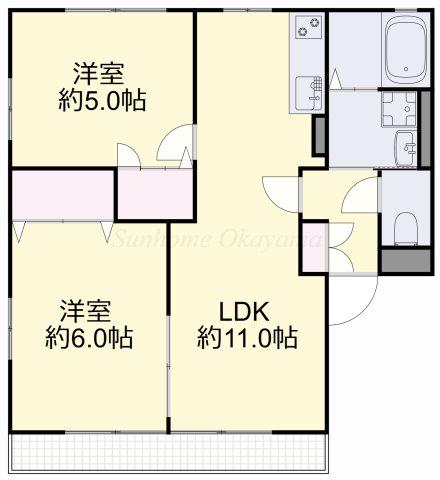 メゾンマーシュA(2LDK/2階)の間取り写真