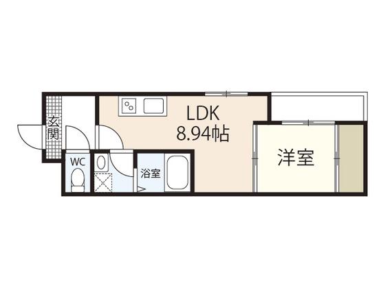 RESIDENTIAL 戸坂駅前(1LDK/2階)の間取り写真