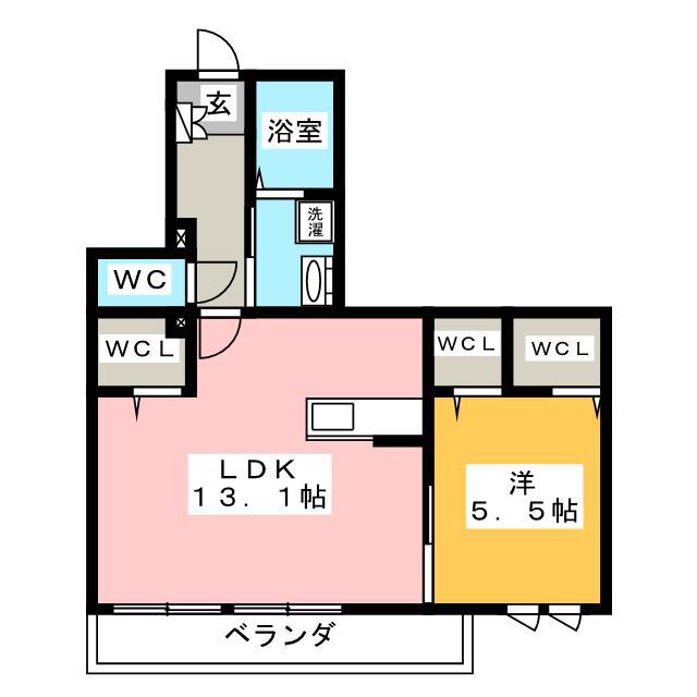 PARFUM(1LDK/2階)の間取り写真