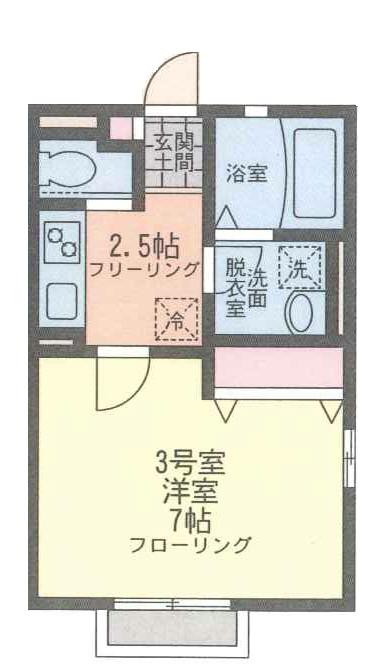ソレイユ港南(1K/2階)の間取り写真
