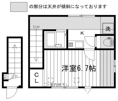 メゾン ドゥ パピヨン(1K/2階)の間取り写真