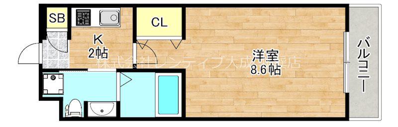 エムズマンション長栄寺(1K/4階)の間取り写真