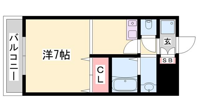 ポコアポコ明石鍛冶屋町3番館(1K/5階)の間取り写真