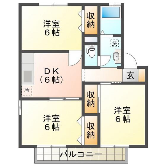 セゾンコートABCD(3DK/2階)の間取り写真