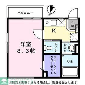マンションプラムII(1K/1階)の間取り写真