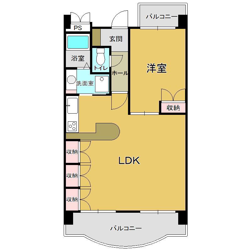 クレール浜松II(1LDK/8階)の間取り写真