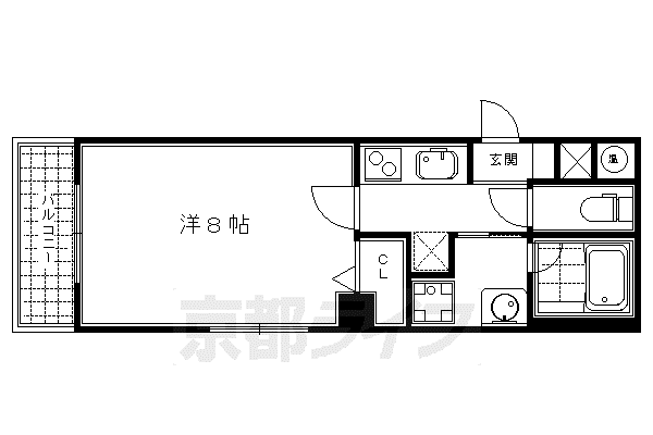 DEARCOURT四条烏丸(1K/1階)の間取り写真