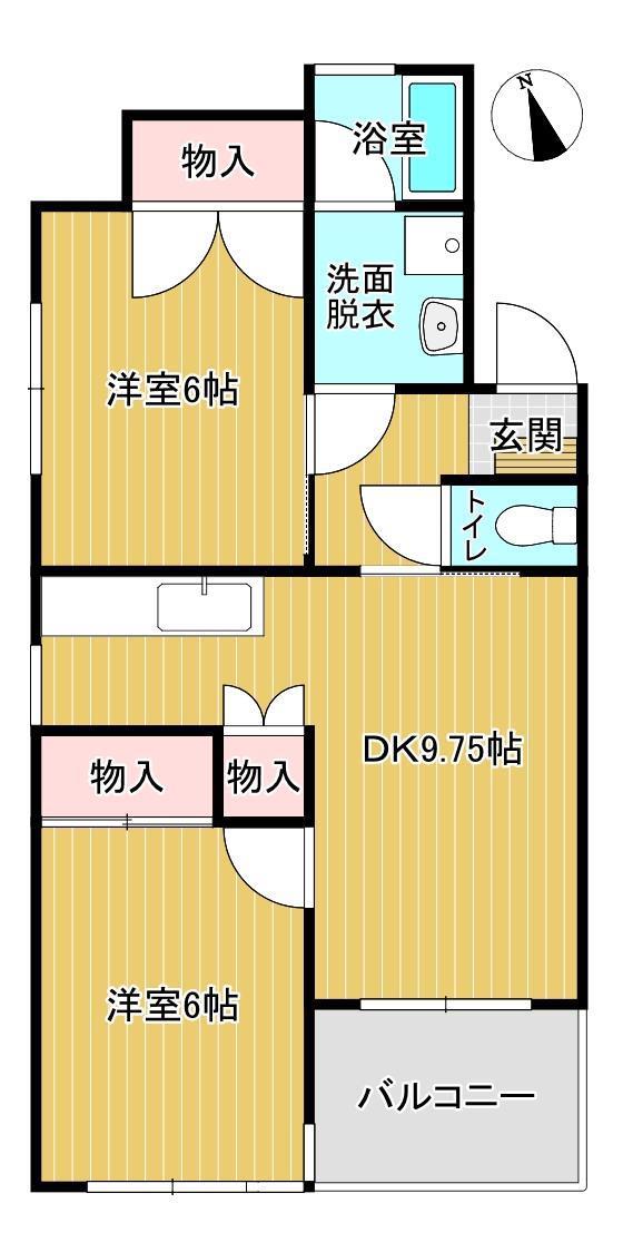 シティマンション佐波 A棟(2DK/3階)の間取り写真