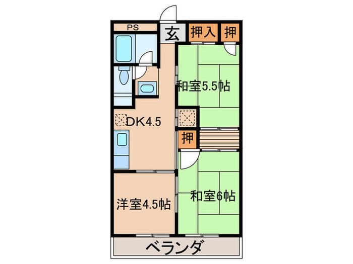 マンション幸 C棟(3DK/2階)の間取り写真
