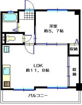 エスタス川口(1LDK/3階)の間取り写真