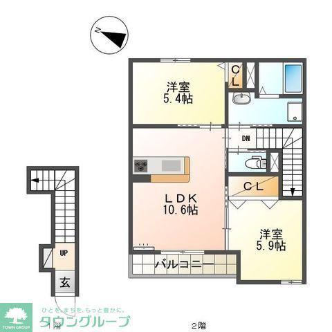 SUN PRECIOUS(2LDK/2階)の間取り写真