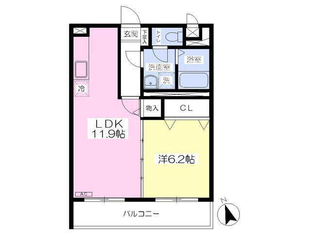 ディオス清水ステーション(1LDK/1階)の間取り写真