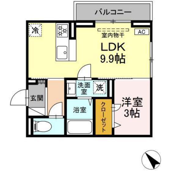 レグルス I(1LDK/3階)の間取り写真
