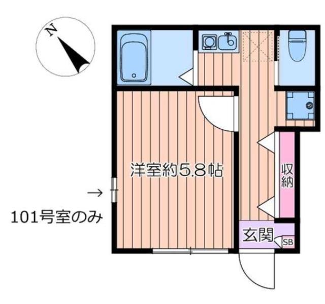 エテルノア(1K/1階)の間取り写真